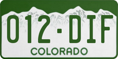 CO license plate 012DIF