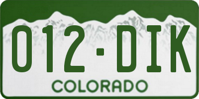 CO license plate 012DIK