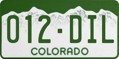 CO license plate 012DIL