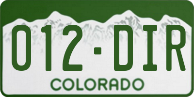 CO license plate 012DIR