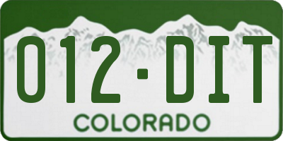 CO license plate 012DIT