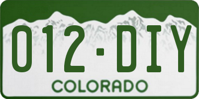 CO license plate 012DIY