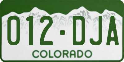 CO license plate 012DJA