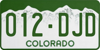 CO license plate 012DJD