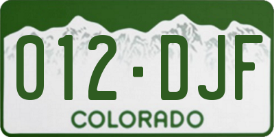 CO license plate 012DJF