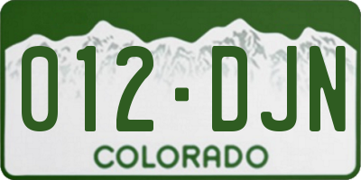 CO license plate 012DJN