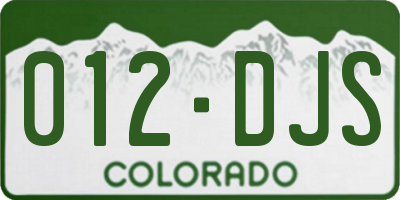 CO license plate 012DJS