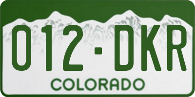 CO license plate 012DKR
