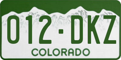 CO license plate 012DKZ