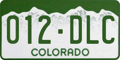 CO license plate 012DLC