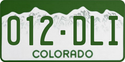 CO license plate 012DLI