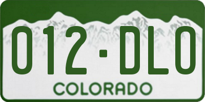 CO license plate 012DLO