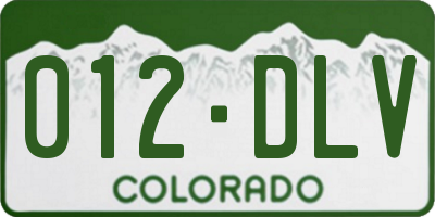 CO license plate 012DLV