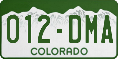CO license plate 012DMA