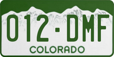 CO license plate 012DMF