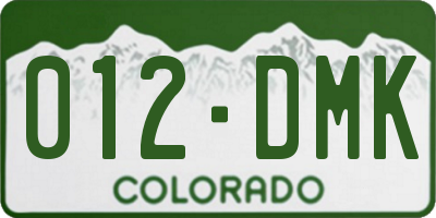 CO license plate 012DMK