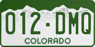 CO license plate 012DMQ