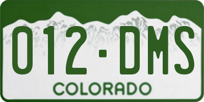 CO license plate 012DMS