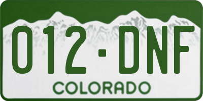 CO license plate 012DNF