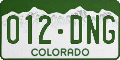 CO license plate 012DNG