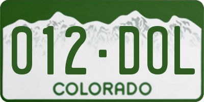 CO license plate 012DOL