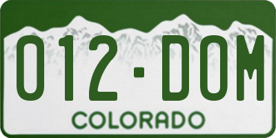 CO license plate 012DOM