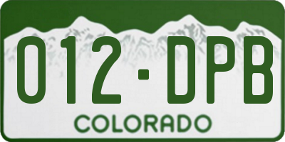 CO license plate 012DPB