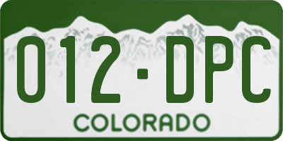 CO license plate 012DPC