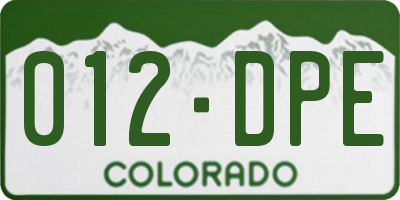 CO license plate 012DPE