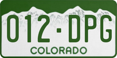 CO license plate 012DPG