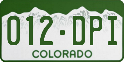 CO license plate 012DPI