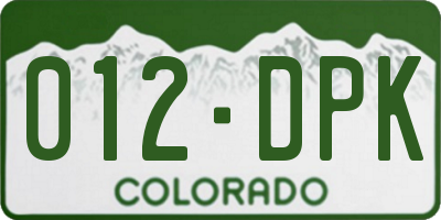 CO license plate 012DPK