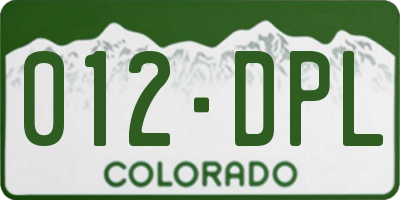 CO license plate 012DPL
