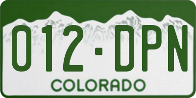 CO license plate 012DPN