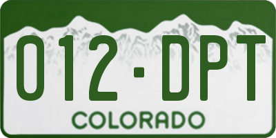 CO license plate 012DPT