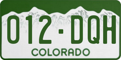 CO license plate 012DQH