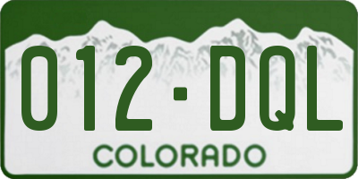 CO license plate 012DQL