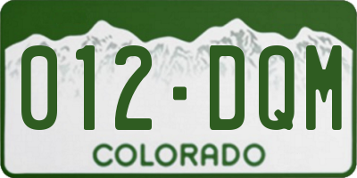 CO license plate 012DQM