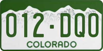 CO license plate 012DQO