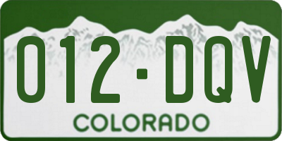 CO license plate 012DQV