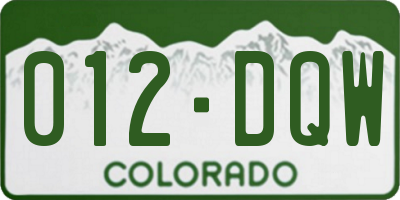 CO license plate 012DQW