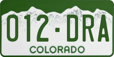 CO license plate 012DRA
