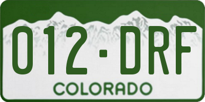 CO license plate 012DRF