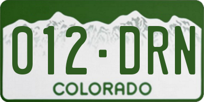 CO license plate 012DRN