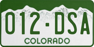 CO license plate 012DSA