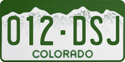 CO license plate 012DSJ
