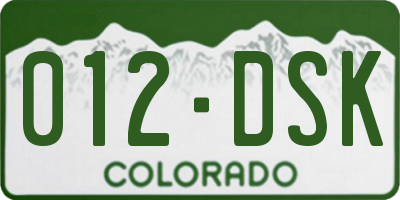 CO license plate 012DSK