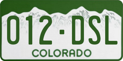 CO license plate 012DSL