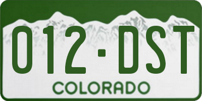 CO license plate 012DST