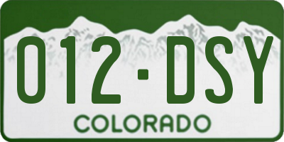 CO license plate 012DSY